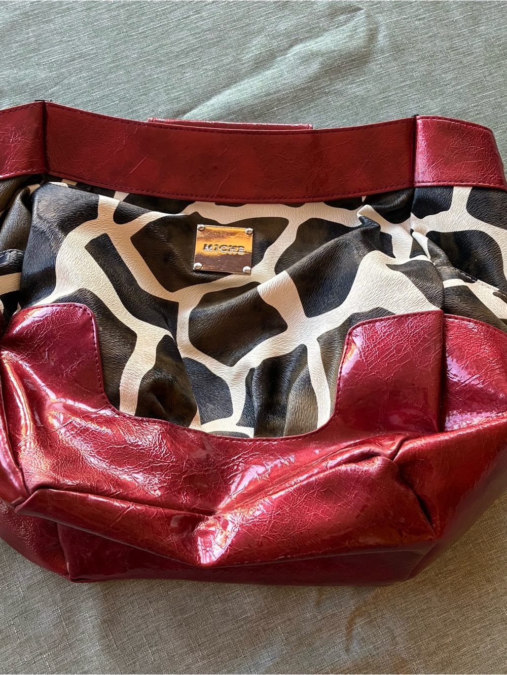 Miche Red and Black Giraffe-Print Handbag Shell